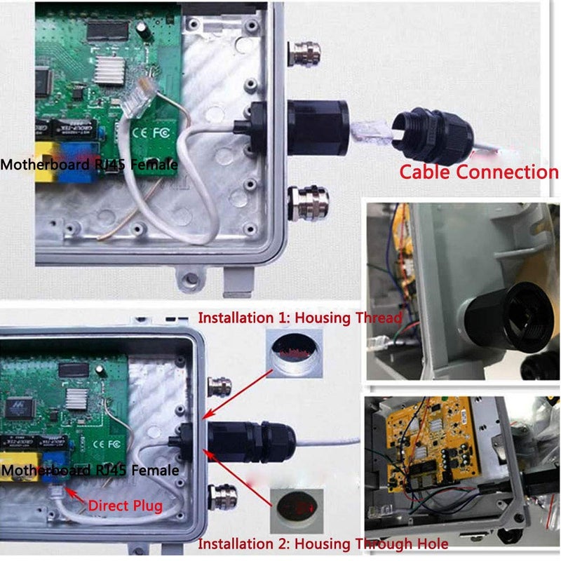 ANMBEST 2PCS M20 RJ45 Waterproof Cat5/5e/6 8P8C Connector IP67 Ethernet LAN Cable Connector Double Head with Shield Cat6 Network Cable Outdoor LAN Coupler Adapter Male to Female - Image 5